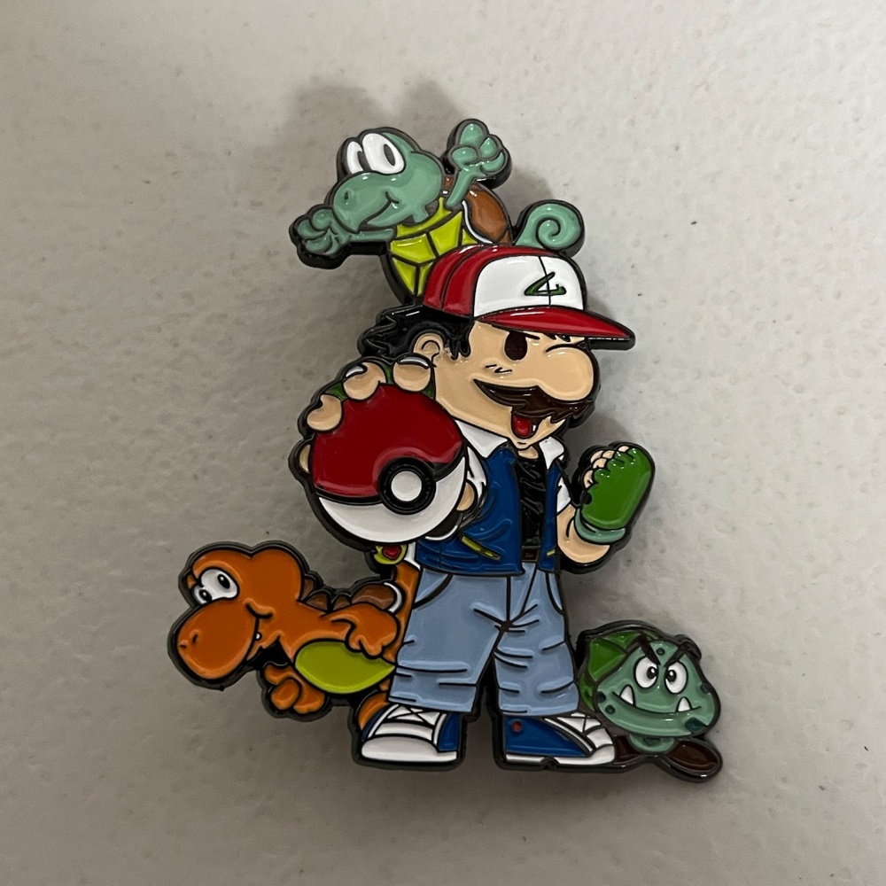 Pokemon Ash Mario Mashup Pin Brooch Pins Streetwear Hats Hat Bag New